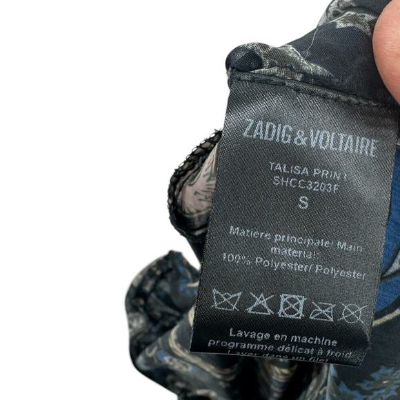Zadig & Voltaire Top Talisa Print Blouse In Noir Sheer Paisley Black Size Small - Picture 12 of 13